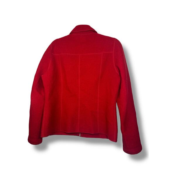 Lands’ End Women’s Red Wool Zip Up Jacket Size 12 Full Zip Collared Coat Classic - Picture 3 of 7